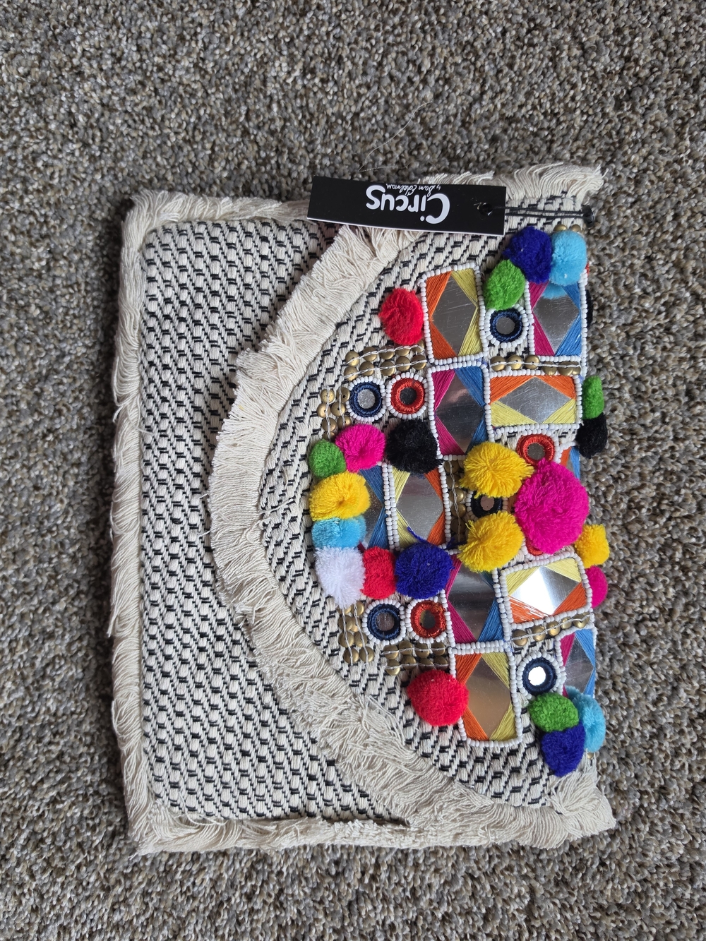 Must have...Circus by Sam Edelman Cream Fabric Clutch with Silver Chain Detail